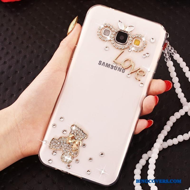 Samsung Galaxy J5 2016 Telefon Etui Strass Stjerne Guld Anti-fald Hængende Ornamenter
