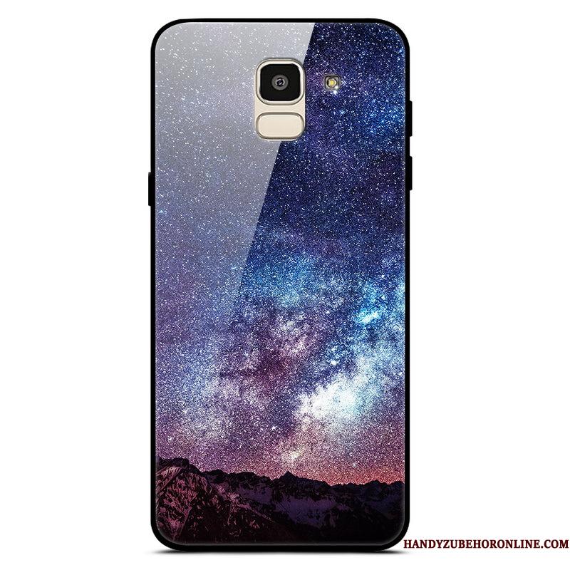 Samsung Galaxy J6 Telefon Etui Glas Stjerne Simple Lilla Måned Anti-fald