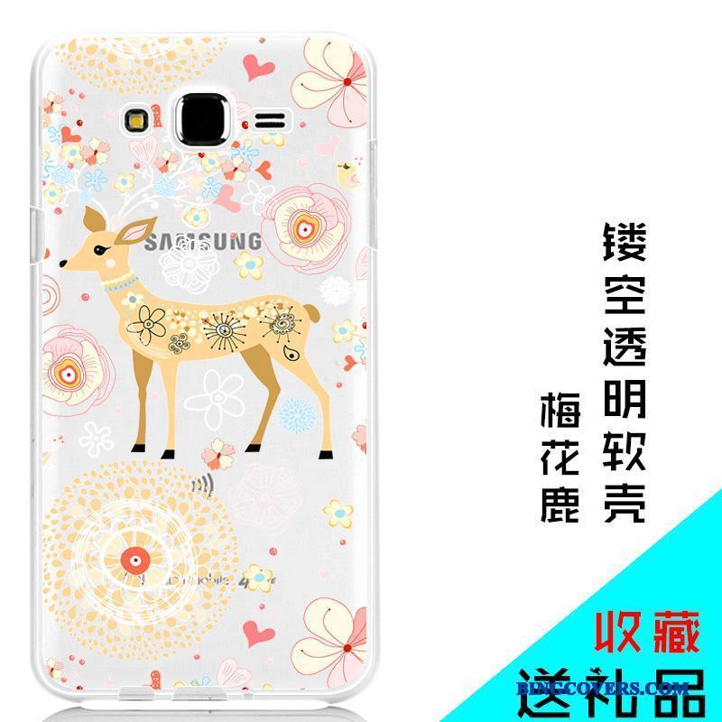 Samsung Galaxy J7 2015 Blød Beskyttelse Silikone Stjerne Gennemsigtig Telefon Etui Lilla