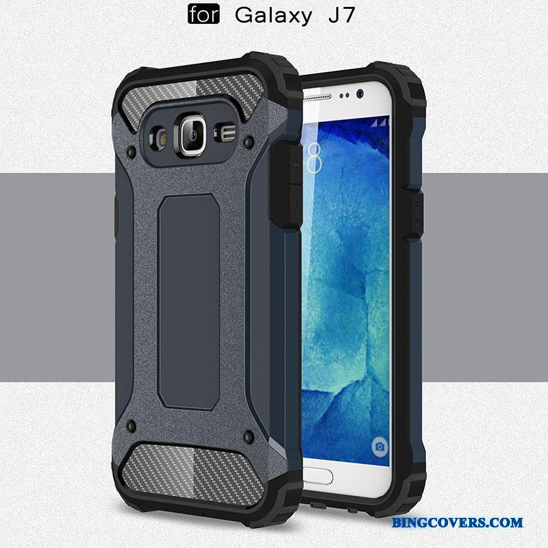 Samsung Galaxy J7 2015 Etui Beskyttelse Blød Silikone Anti-fald Alt Inklusive Stjerne Blå