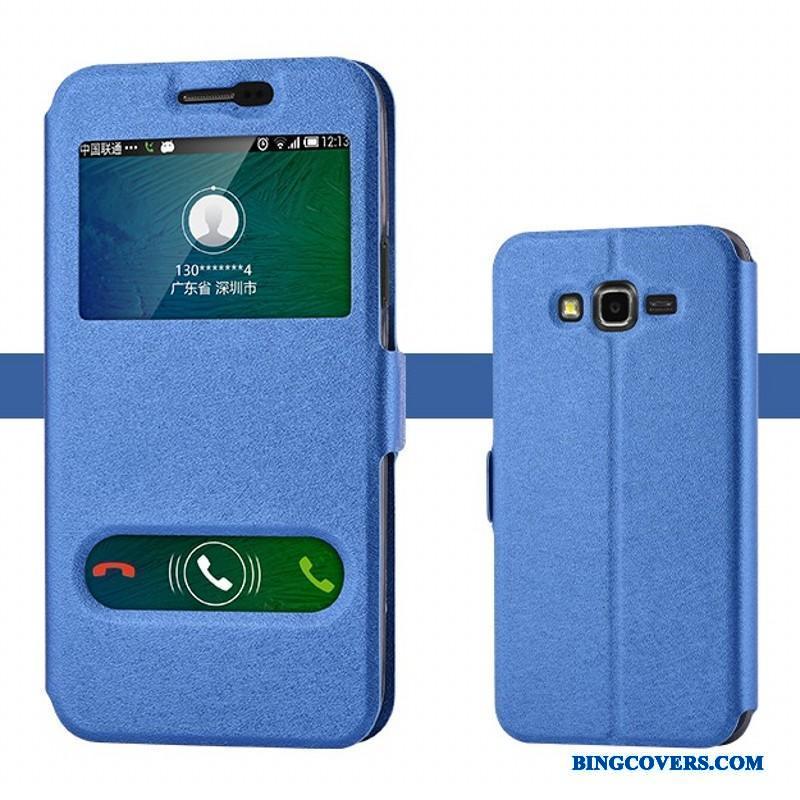 Samsung Galaxy J7 2015 Etui Blå Beskyttelse Lædertaske Cover Mobiltelefon Stjerne Blød
