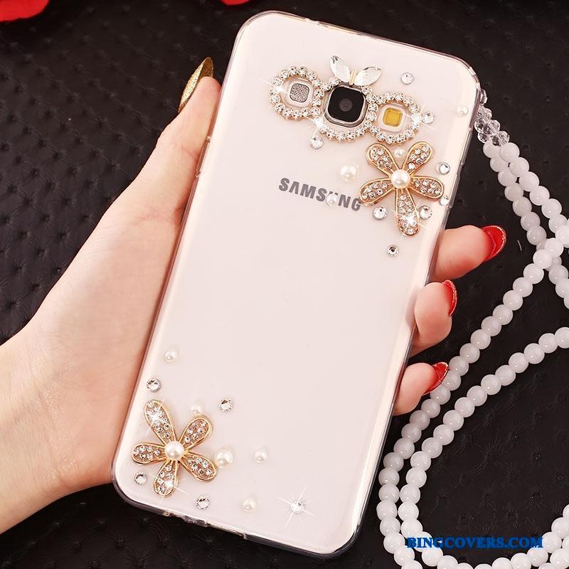 Samsung Galaxy J7 2015 Etui Stjerne Sommerfugle Strass Beskyttelse Blød Cover