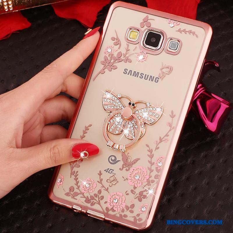 Samsung Galaxy J7 2015 Silikone Strass Etui Mobiltelefon Stjerne Beskyttelse Rosa Guld