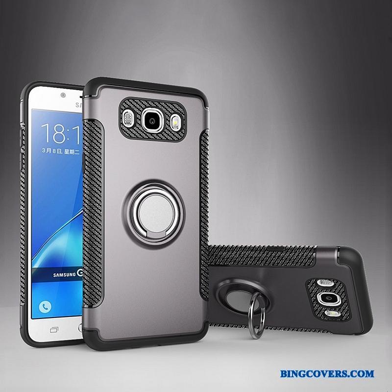 Samsung Galaxy J7 2016 Bil Cover Telefon Etui Ring Magnetisk Sølv Stjerne