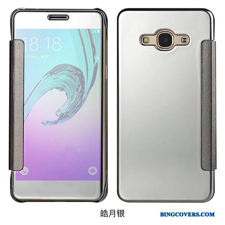 Samsung Galaxy J7 2016 Spejl Telefon Etui Folio Cover Beskyttelse Gul Anti-fald