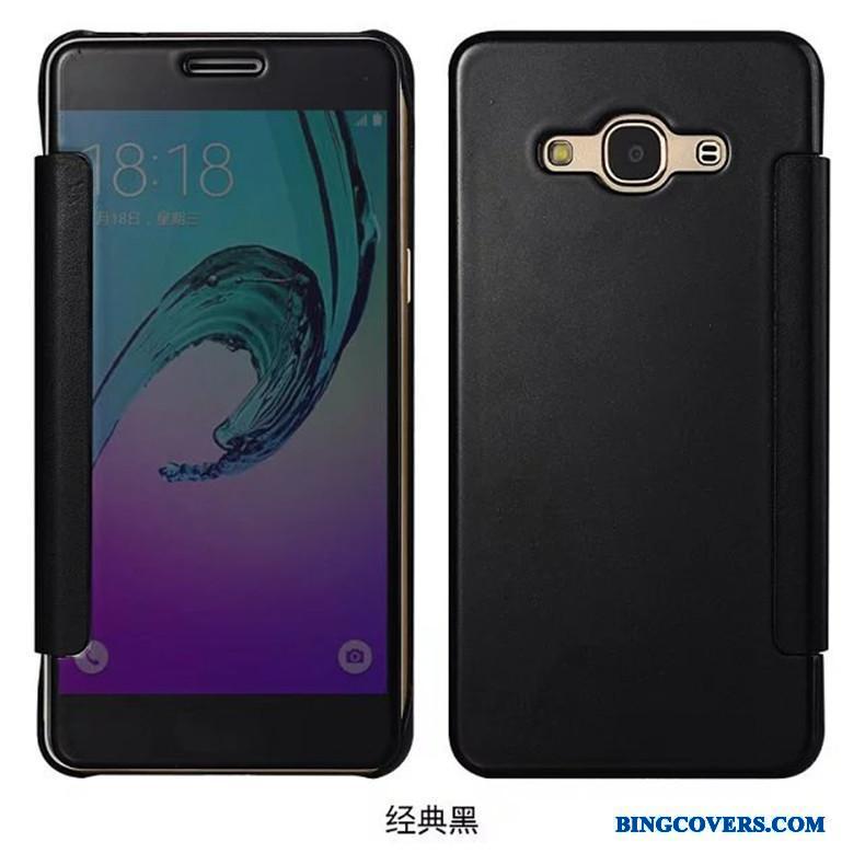 Samsung Galaxy J7 2016 Spejl Telefon Etui Folio Cover Beskyttelse Gul Anti-fald
