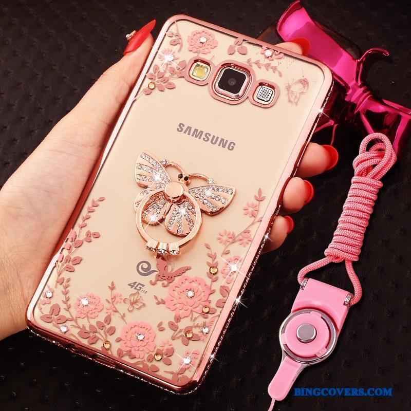 Samsung Galaxy J7 2016 Strass Cover Rosa Guld Telefon Etui Silikone Stjerne Anti-fald