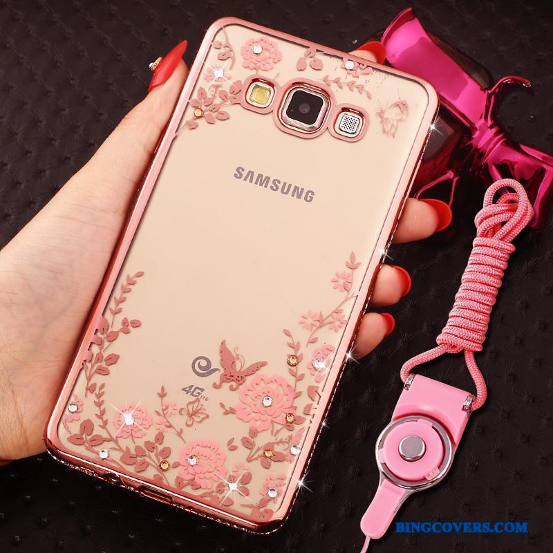 Samsung Galaxy J7 2016 Strass Cover Rosa Guld Telefon Etui Silikone Stjerne Anti-fald