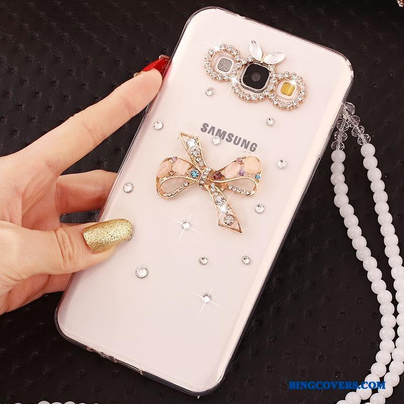 Samsung Galaxy J7 2016 Telefon Etui Anti-fald Cover Hvid Hængende Ornamenter Stjerne Beskyttelse