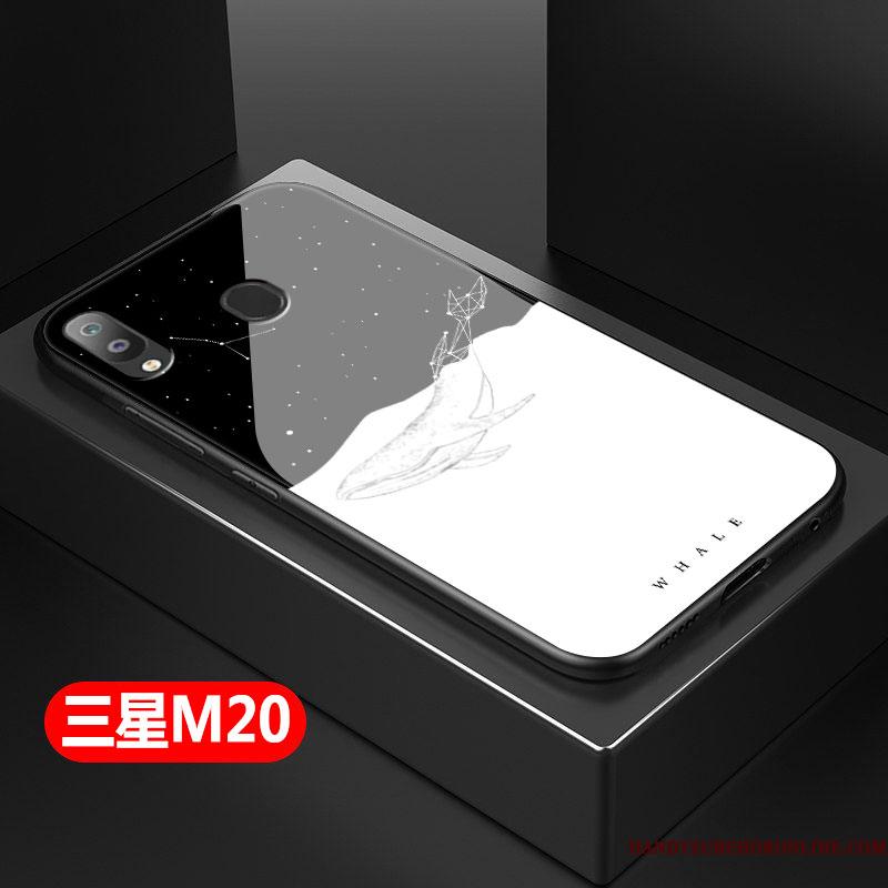 Samsung Galaxy M20 Glas Silikone Alt Inklusive Etui Telefon Kreativ Sort