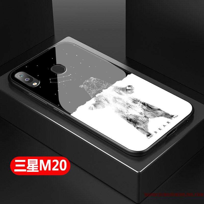 Samsung Galaxy M20 Glas Silikone Alt Inklusive Etui Telefon Kreativ Sort