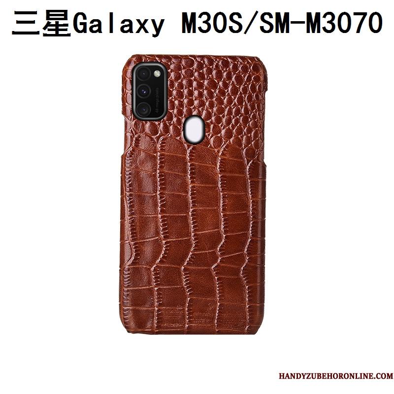 Samsung Galaxy M30s Mode Bagdæksel Cover Telefon Etui Mobiltelefon Ægte Læder Stjerne