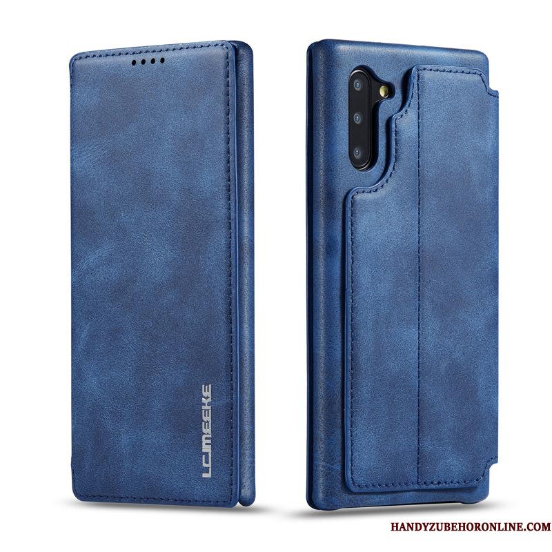 Samsung Galaxy Note 10 Kort Lædertaske Telefon Etui Folio Dyb Farve Stjerne