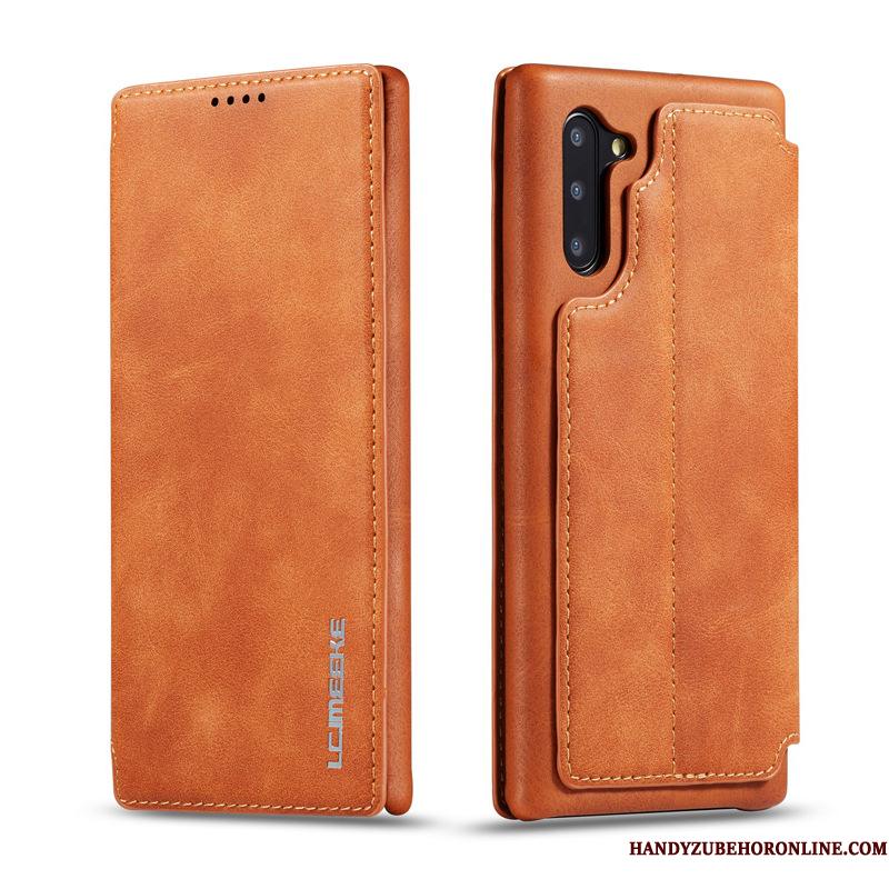 Samsung Galaxy Note 10 Kort Lædertaske Telefon Etui Folio Dyb Farve Stjerne