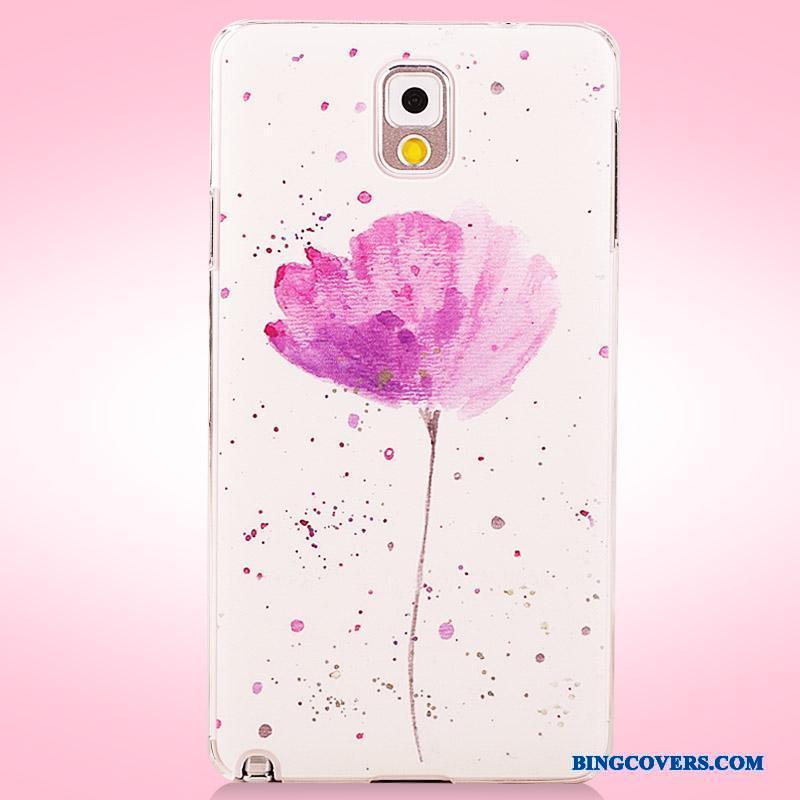 Samsung Galaxy Note 3 Malet Blomster Stjerne Lilla Telefon Etui Anti-fald Cover