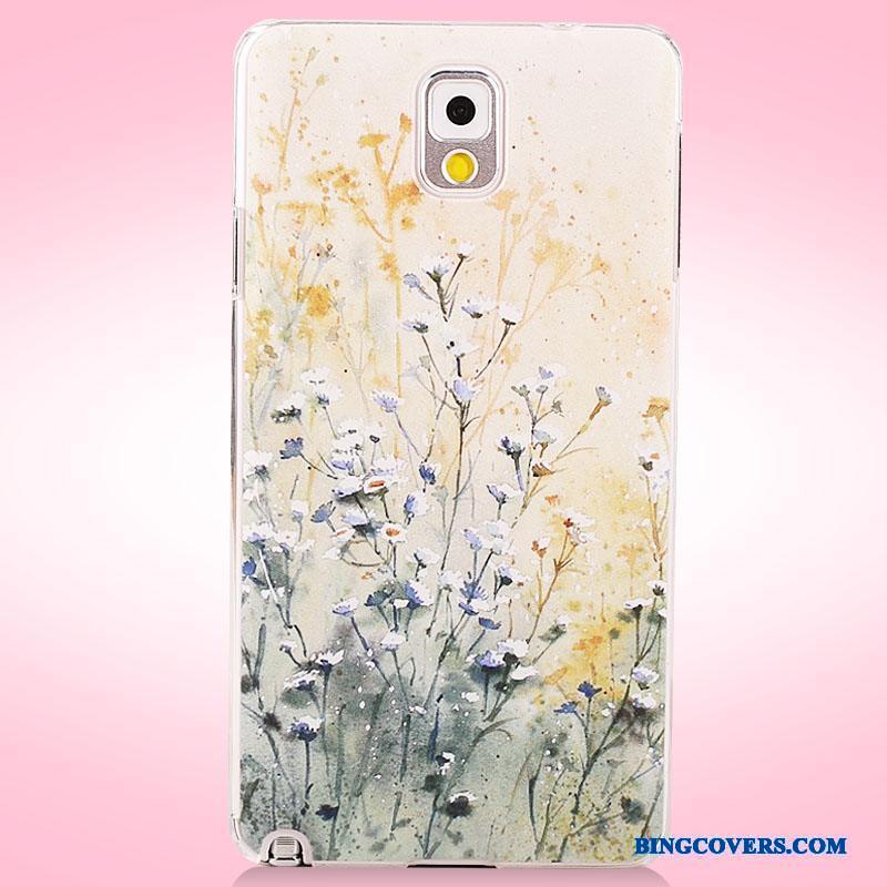 Samsung Galaxy Note 3 Malet Blomster Stjerne Lilla Telefon Etui Anti-fald Cover
