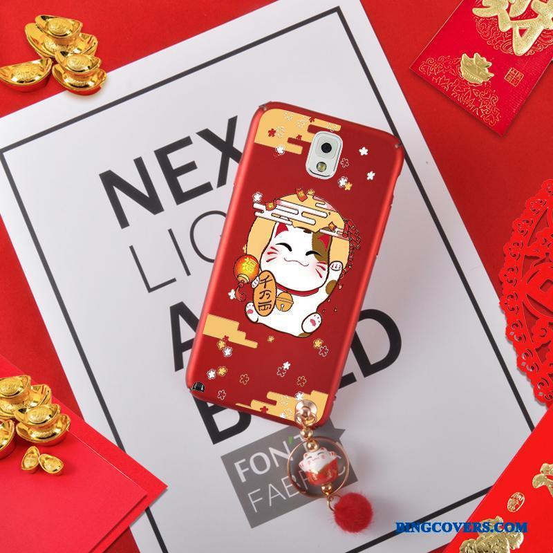 Samsung Galaxy Note 3 Stjerne Kat Hængende Ornamenter Rød Telefon Etui Gul Ny