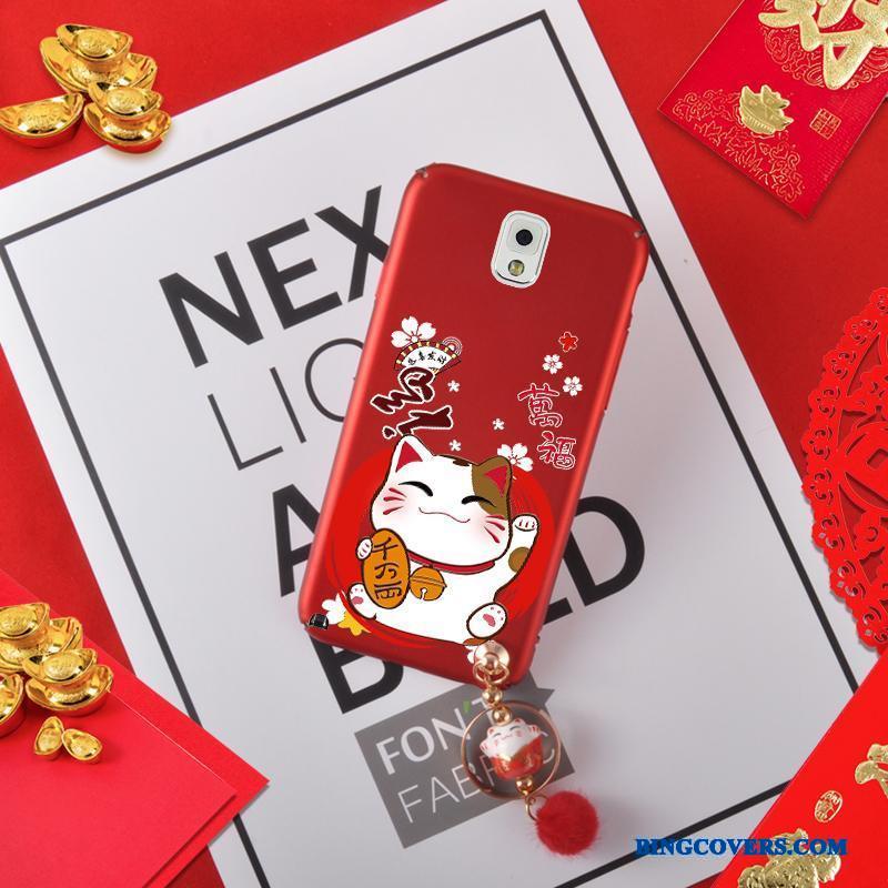 Samsung Galaxy Note 3 Stjerne Kat Hængende Ornamenter Rød Telefon Etui Gul Ny