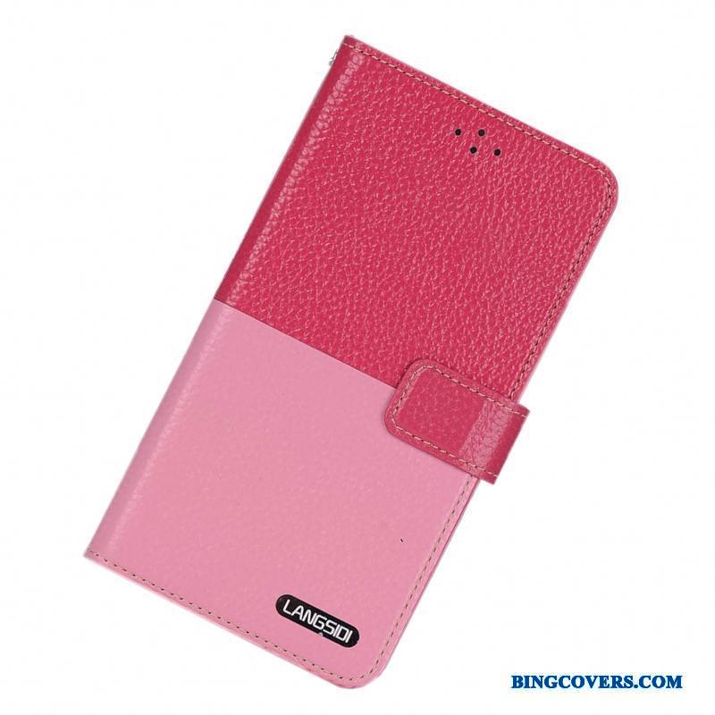 Samsung Galaxy Note 4 Etui Clamshell Beskyttelse Simple Rød Ægte Læder Cover Mobiltelefon