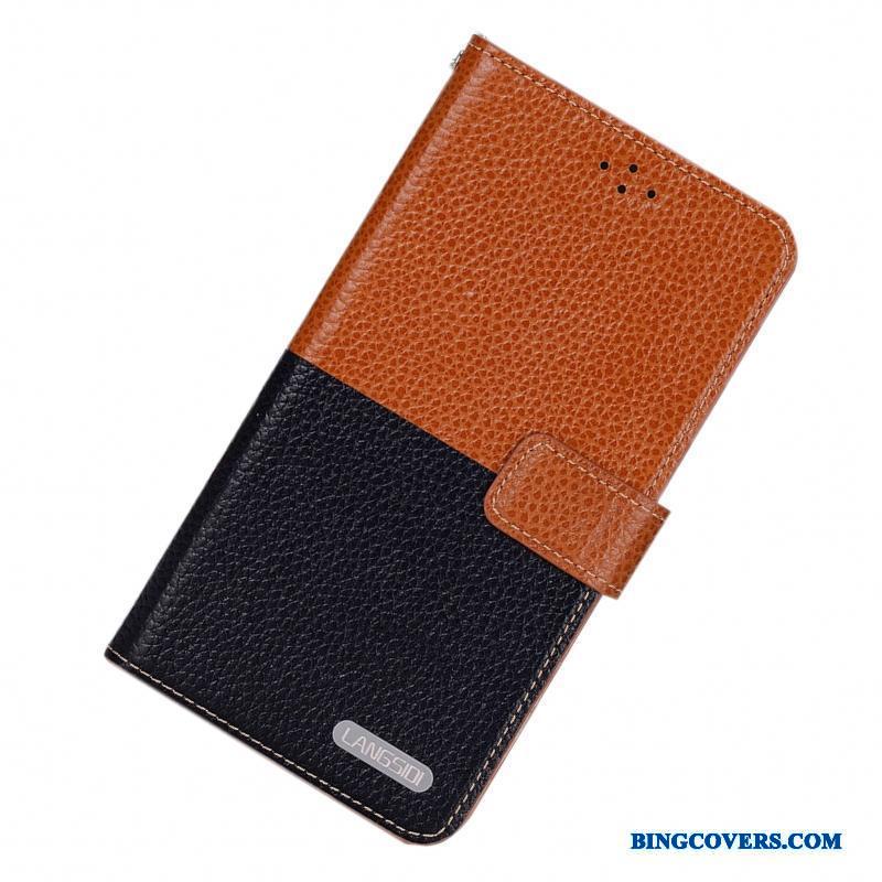 Samsung Galaxy Note 4 Etui Clamshell Beskyttelse Simple Rød Ægte Læder Cover Mobiltelefon
