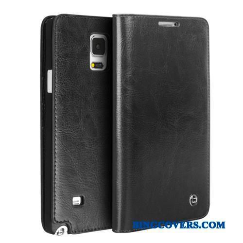 Samsung Galaxy Note 4 Etui Sort Cover Beskyttelse Stjerne Ægte Læder Folio