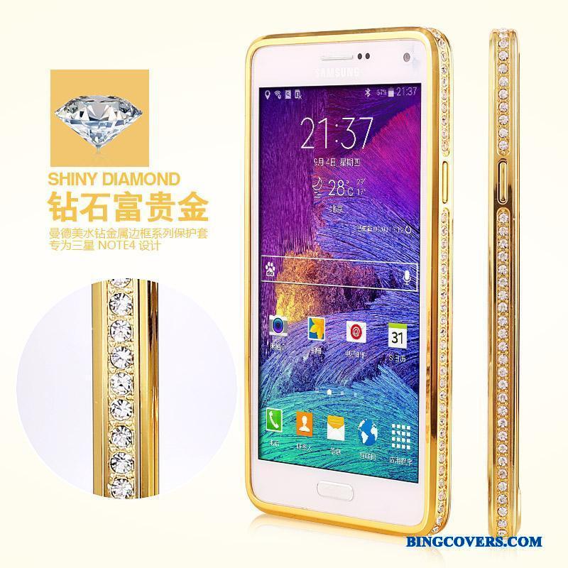 Samsung Galaxy Note 4 Trend Guld Ramme Stjerne Cover Telefon Etui Metal