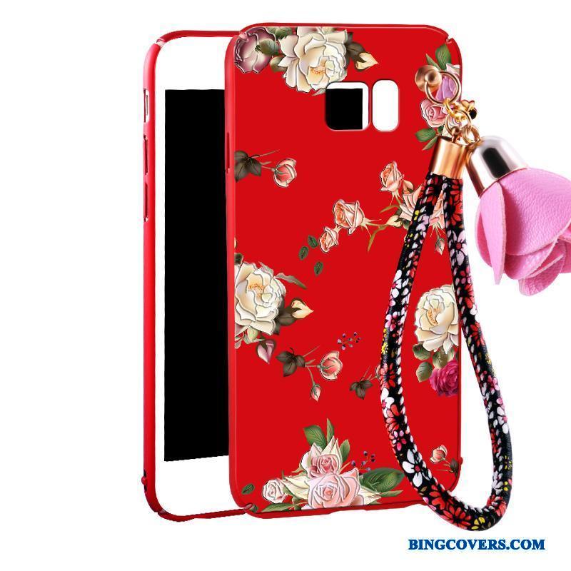 Samsung Galaxy Note 5 Alt Inklusive Telefon Etui Beskyttelse Cover Anti-fald Rød Blomster