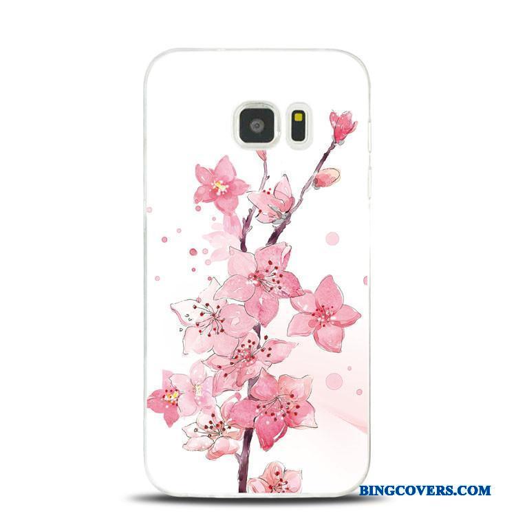 Samsung Galaxy Note 5 Blød Blomster Etui Ferskentræ Telefon Support Silikone