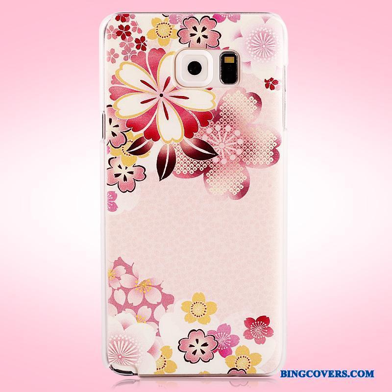 Samsung Galaxy Note 5 Etui Lyserød Beskyttelse Blomster Cover Mesh Telefon