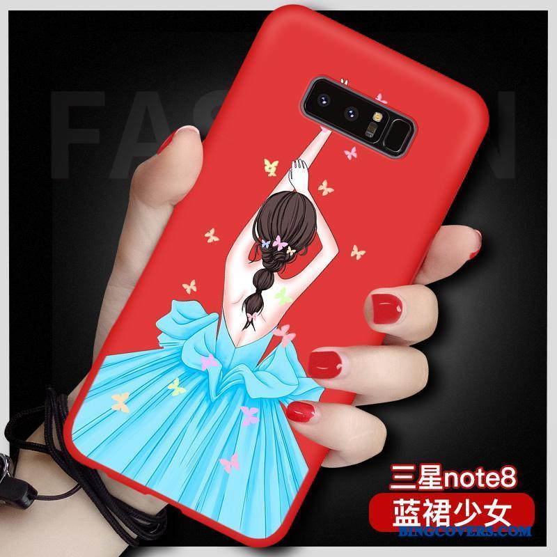 Samsung Galaxy Note 8 Alt Inklusive Af Personlighed Cover Telefon Etui Anti-fald Rød Silikone