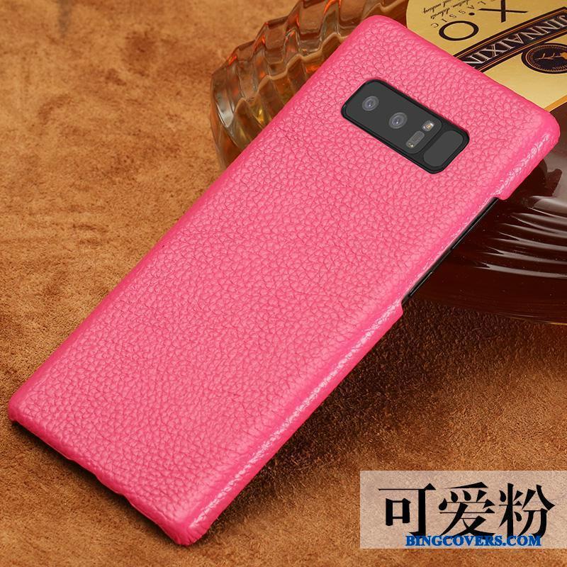 Samsung Galaxy Note 8 Beskyttelse Lædertaske Simple Cover Telefon Etui Solid Farve Rød