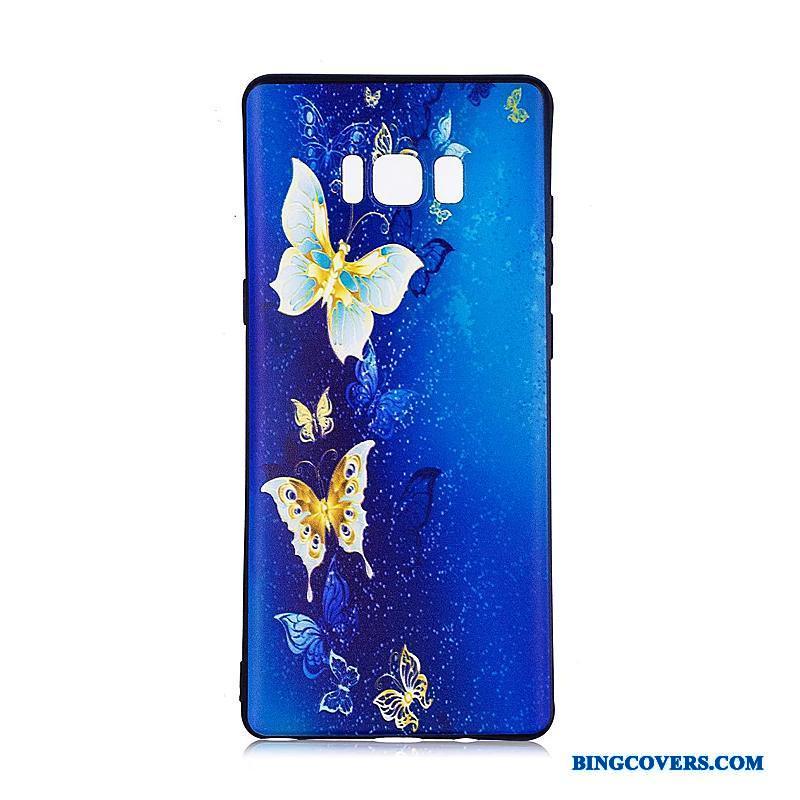 Samsung Galaxy Note 8 Blomster Sort Telefon Etui Cover Stjerne Beskyttelse Relief