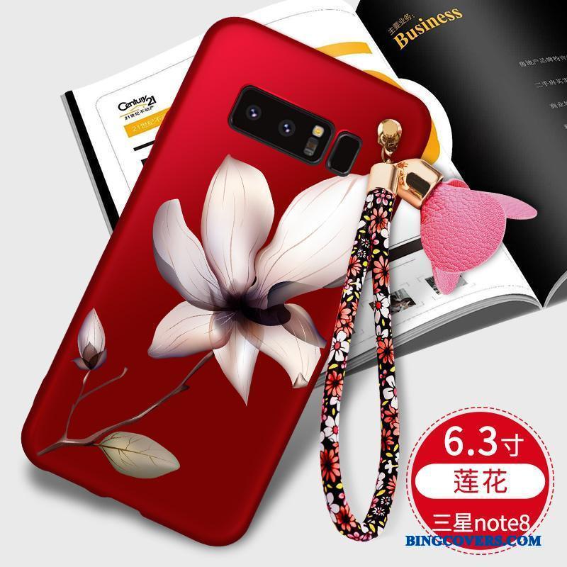 Samsung Galaxy Note 8 Blød Alt Inklusive Rød Anti-fald Cover Stjerne Telefon Etui