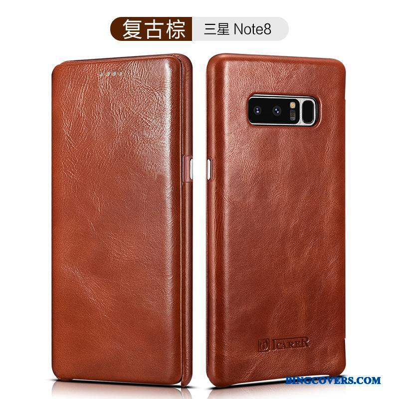 Samsung Galaxy Note 8 Cover Lædertaske Folio Beskyttelse Alt Inklusive Business Telefon Etui
