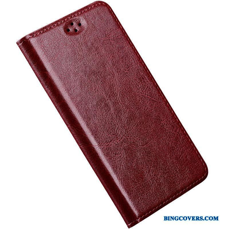 Samsung Galaxy Note 8 Etui Alt Inklusive Ægte Læder Telefon Rød Cover Lædertaske