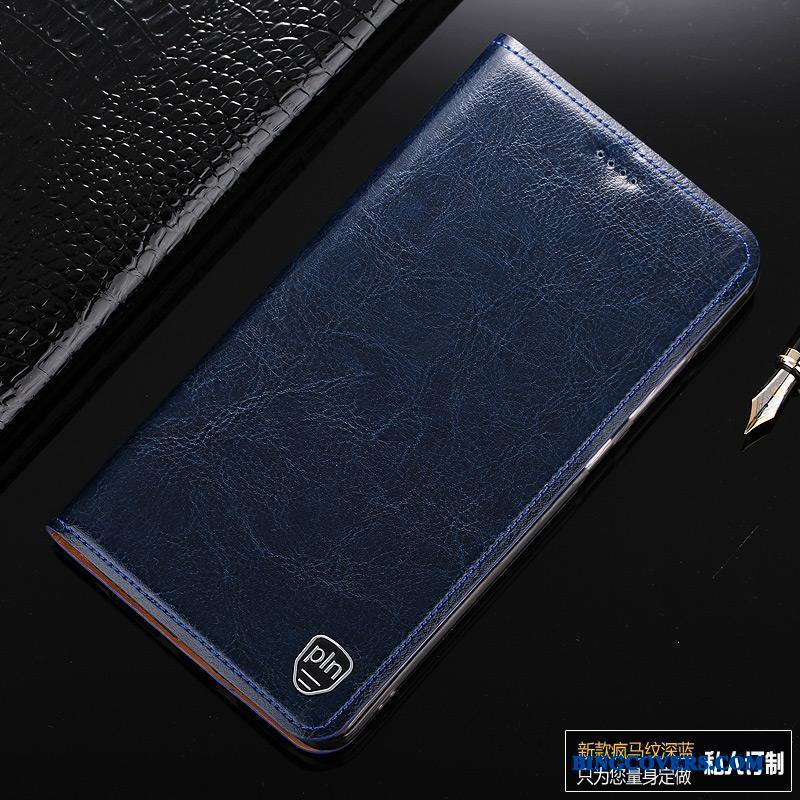 Samsung Galaxy Note 8 Etui Lædertaske Folio Cover Mobiltelefon Blå Beskyttelse Ægte Læder