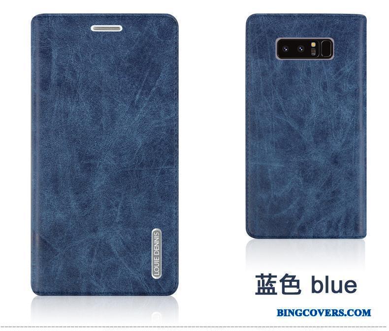Samsung Galaxy Note 8 Lædertaske Cover Telefon Etui Mobiltelefon Silikone Alt Inklusive Blå