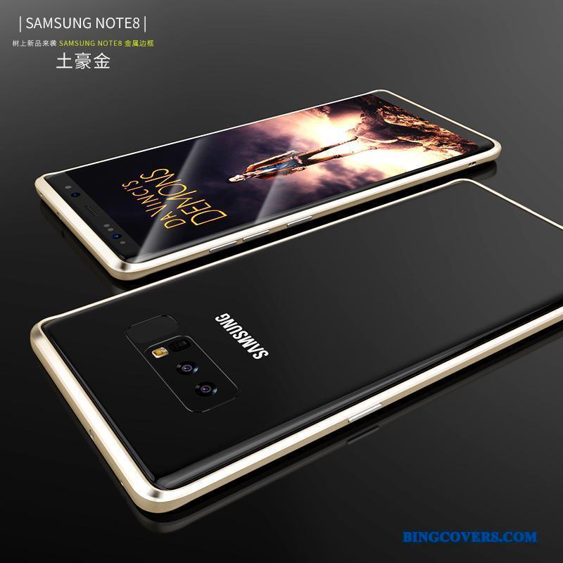Samsung Galaxy Note 8 Metal Anti-fald Telefon Etui Kreativ Ramme Hængende Ornamenter Sort