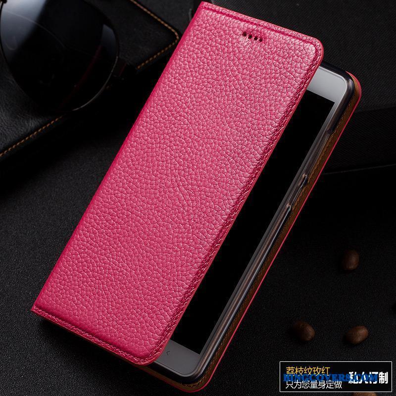 Samsung Galaxy Note 8 Telefon Etui Sort Beskyttelse Litchi Ægte Læder Lædertaske Mobiltelefon