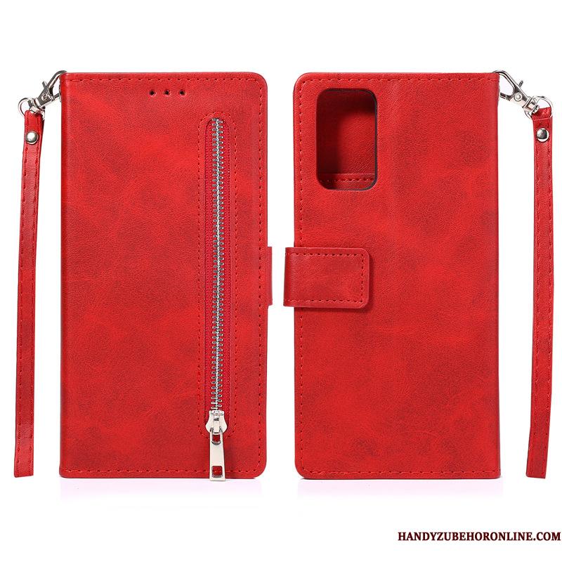 Samsung Galaxy Note20 Etui Lædertaske Stjerne Mobiltelefon Rød