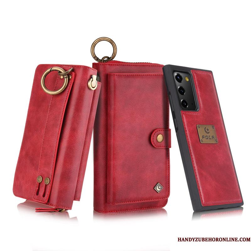 Samsung Galaxy Note20 Tasker Rød Lædertaske Stjerne Folio Telefon Etui