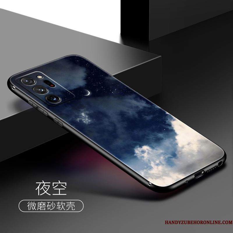 Samsung Galaxy Note20 Ultra Etui Stjerne Nubuck Vind Lyse Silikone Simple Blå
