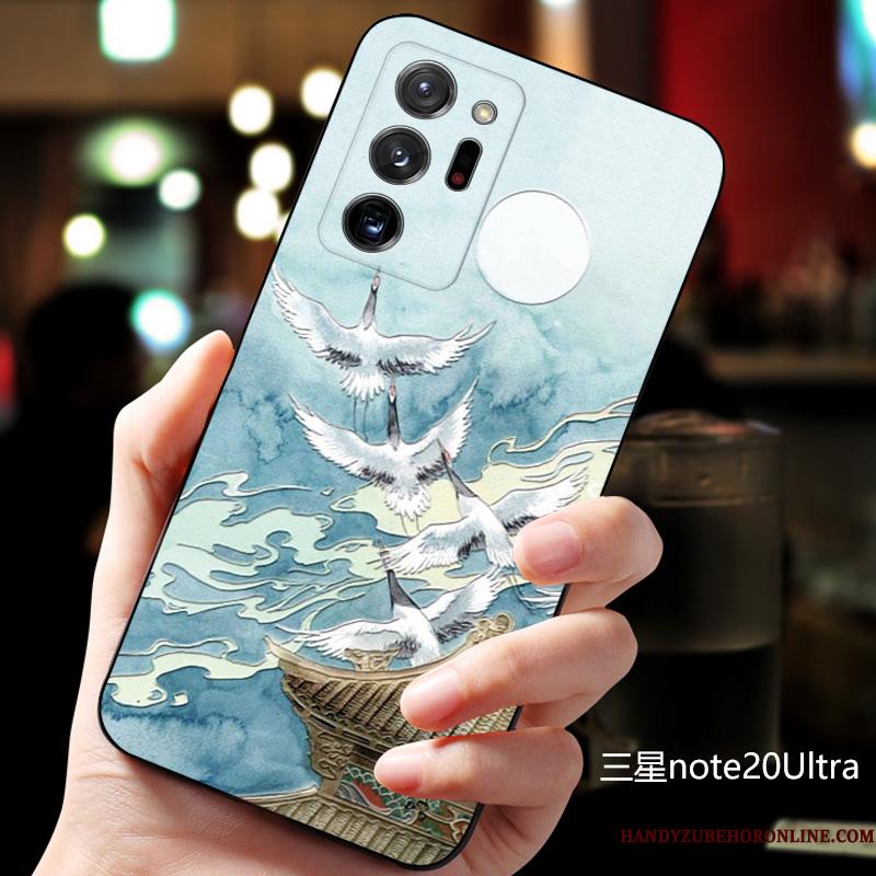Samsung Galaxy Note20 Ultra Telefon Etui Beskyttelse Blød Blå Kreativ Nubuck Stjerne