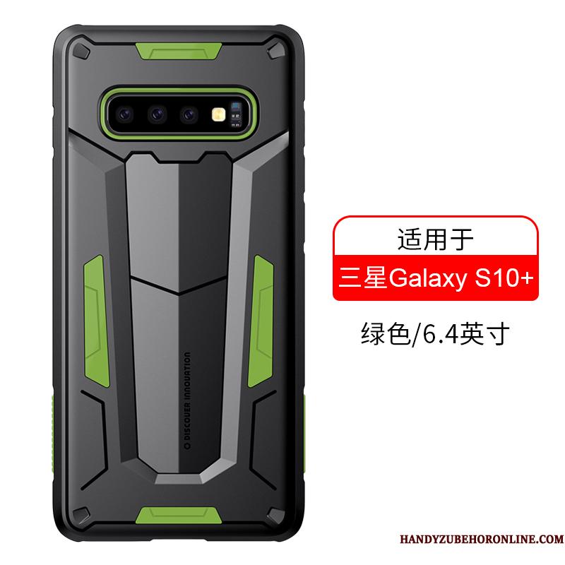 Samsung Galaxy S10+ Anti-fald Sort Cover Telefon Etui Stjerne Guld Beskyttelse