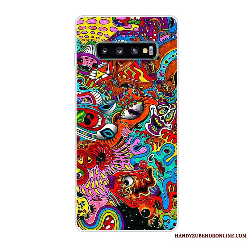 Samsung Galaxy S10 Kreativ Anti-fald Cover Silikone Rød Telefon Etui Stjerne