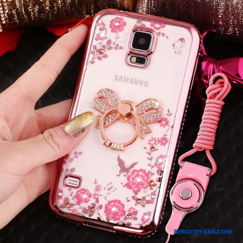 Samsung Galaxy S4 Belægning Rosa Guld Telefon Etui Strass Silikone Stjerne Anti-fald