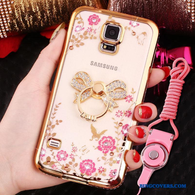 Samsung Galaxy S4 Belægning Rosa Guld Telefon Etui Strass Silikone Stjerne Anti-fald