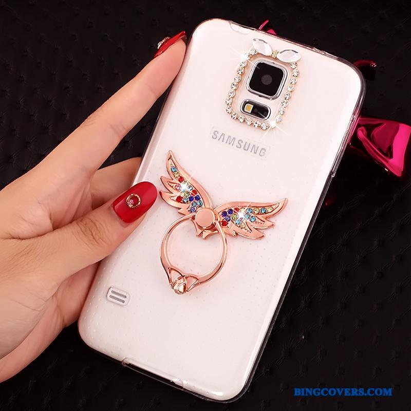 Samsung Galaxy S5 Blød Stjerne Gennemsigtig Rød Etui Silikone Mobiltelefon