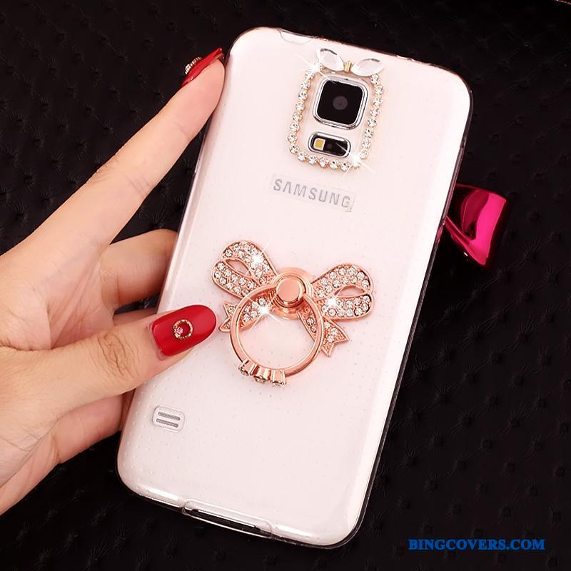 Samsung Galaxy S5 Blød Stjerne Gennemsigtig Rød Etui Silikone Mobiltelefon