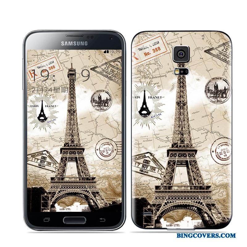 Samsung Galaxy S5 Mobiltelefon Stjerne Bagdæksel Etui Hvid Guld Sort